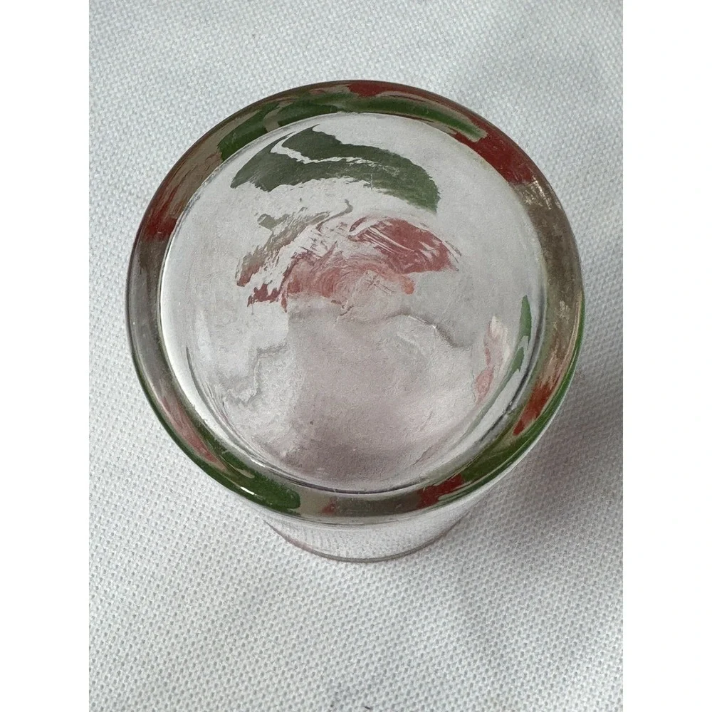 MCM Clear‎ Red Orange Tulip Green Leaf Juice Glass